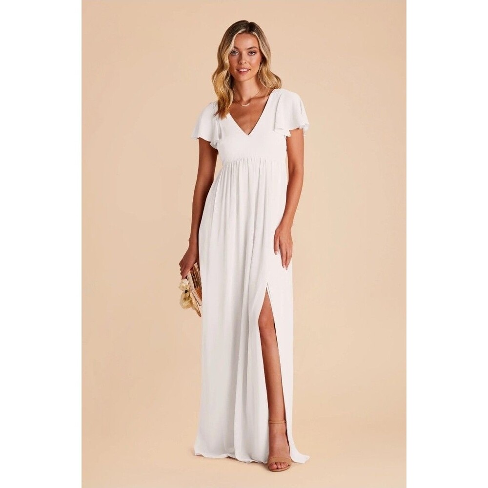 New BIRDY GREY Hannah Bridesmaid‎ Wedding Dress Sz XL White Chiffon Maternity